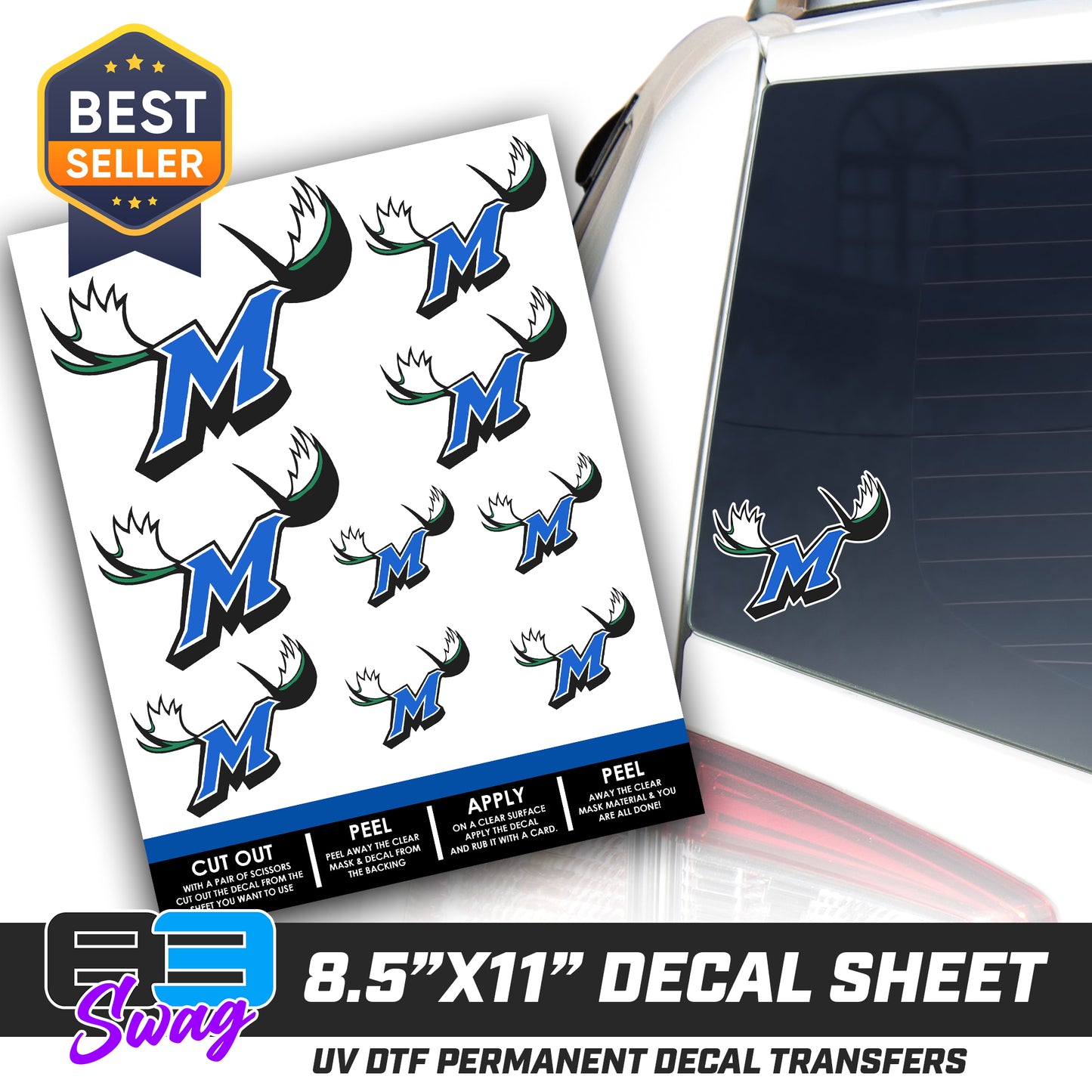 Logo Decal Pack Sheet - Connecticut Moose Baseball