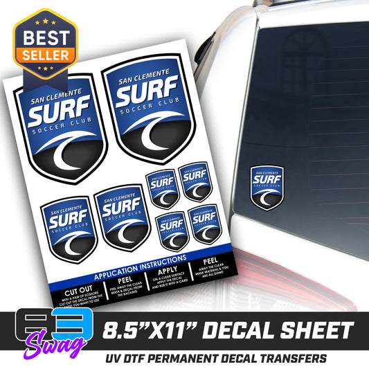 Logo Decal Pack Sheet - San Clemente Surf Soccer Club