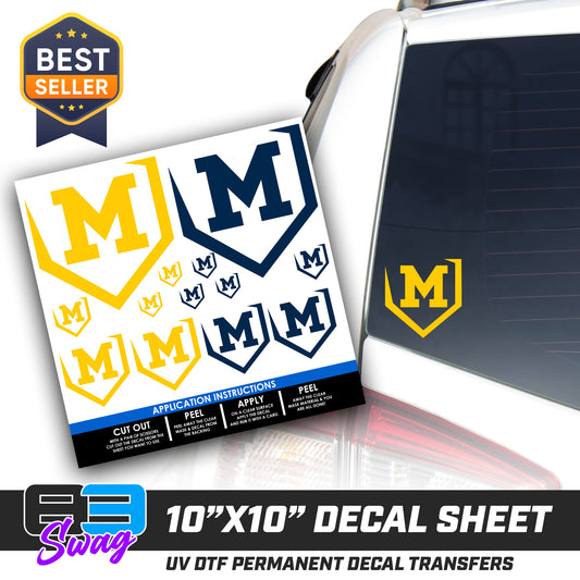 DTF Decal Sheet - 10x10 Sheet - Cut, Peel & Stick! - Midland Bandits Baseball