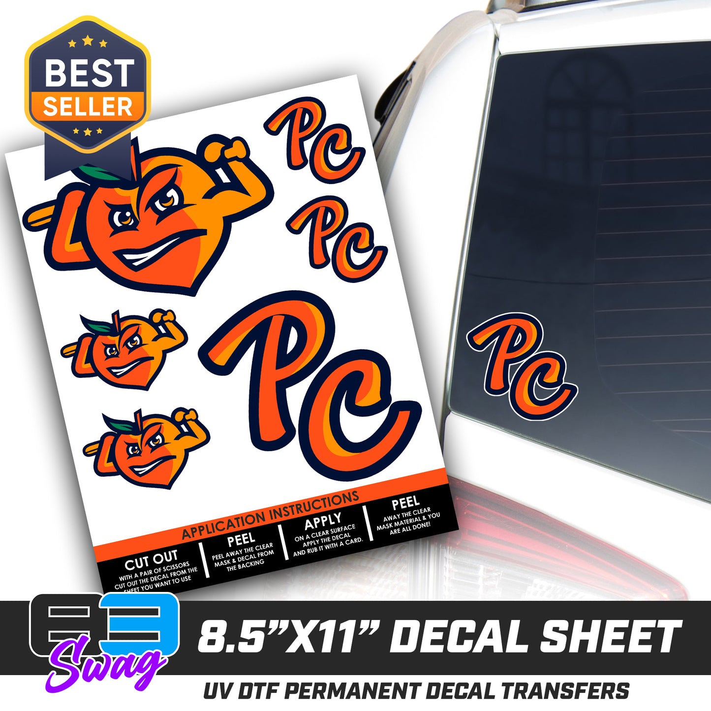 Logo Decal Pack Sheet - Peach Clobbers Baseball