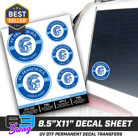 Logo Decal Pack Sheet - St. Francis HS Girls Golf