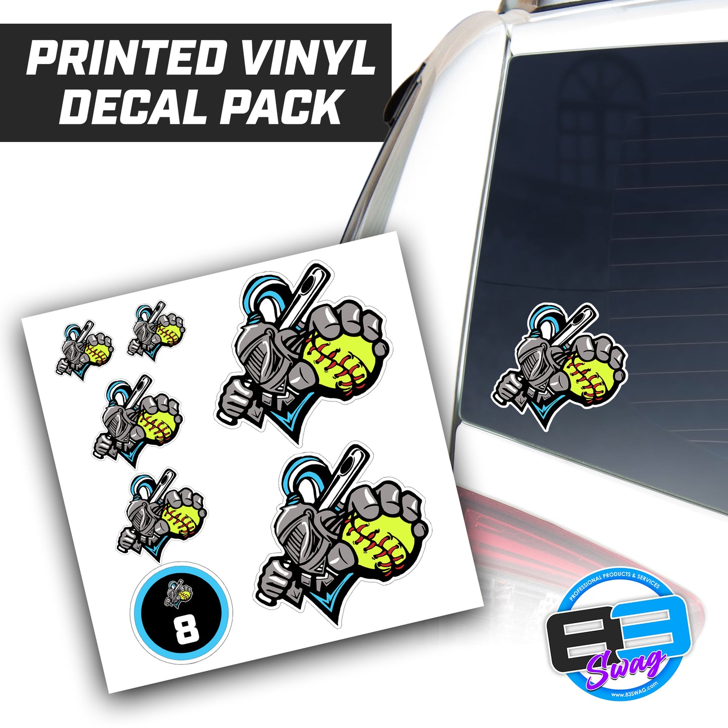 Knights Softball Logo Vinyl Decal Pack 83Swag