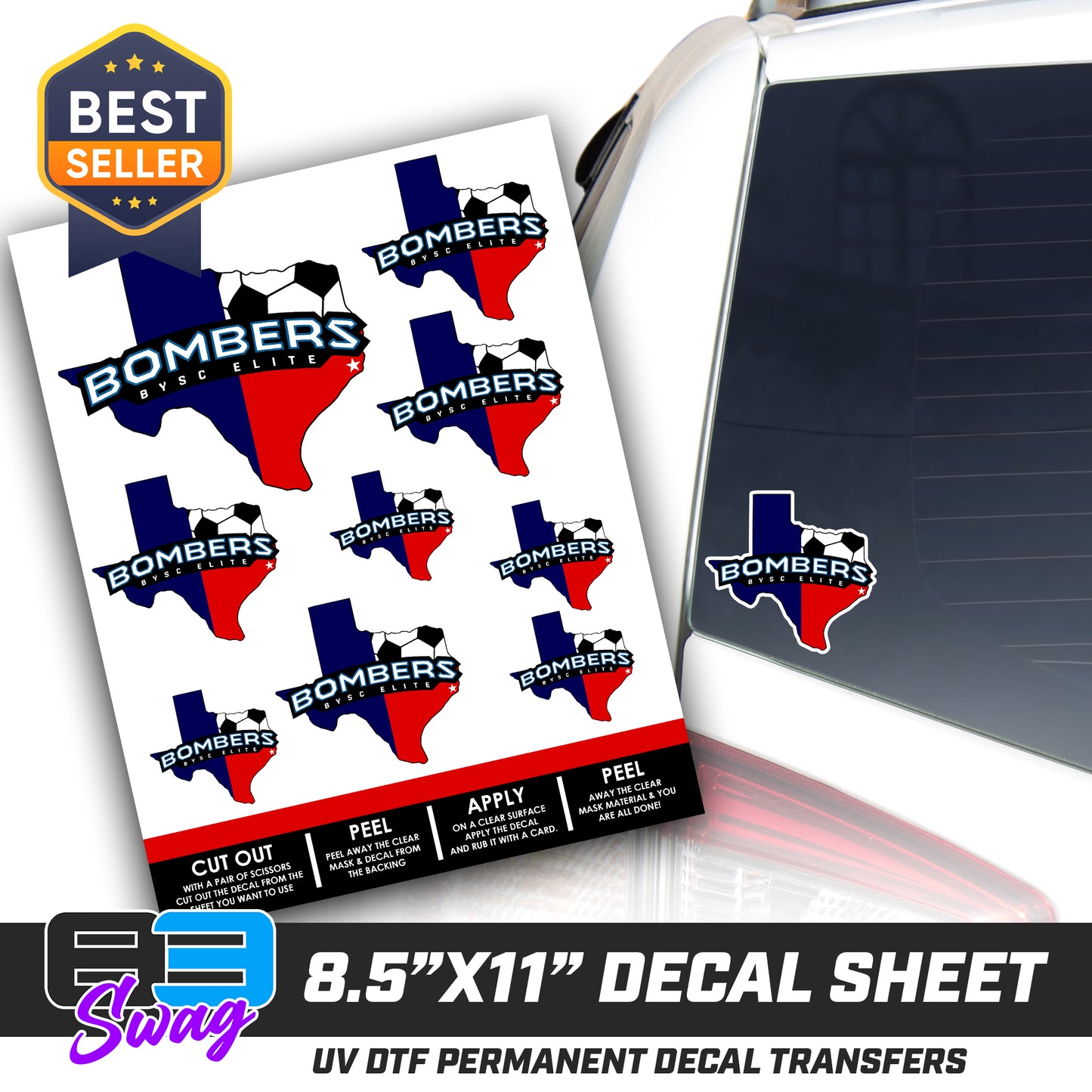 Logo Decal Pack Sheet - BYSC Bombers Soccer