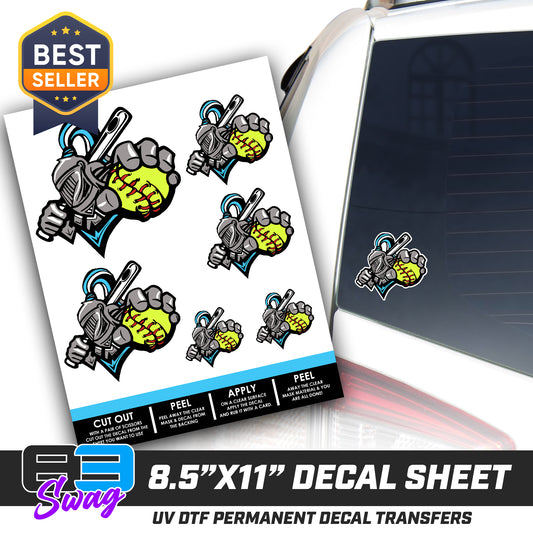 Logo Decal Pack Sheet - Knights Softball