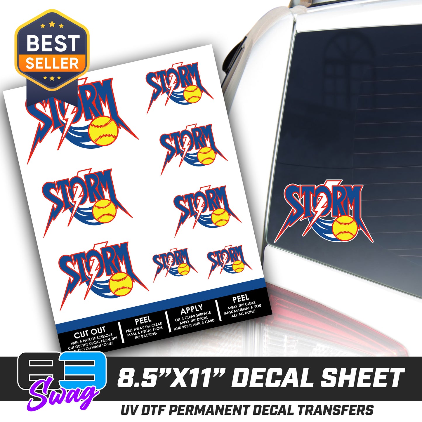 Logo Decal Pack Sheet - Sun City Storm Softball
