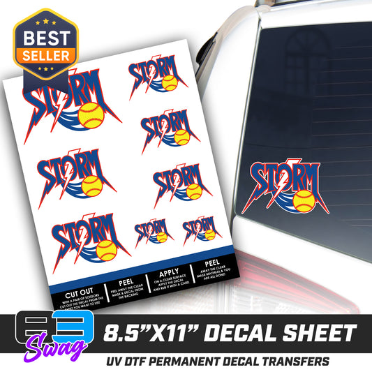 Logo Decal Pack Sheet - Sun City Storm Softball