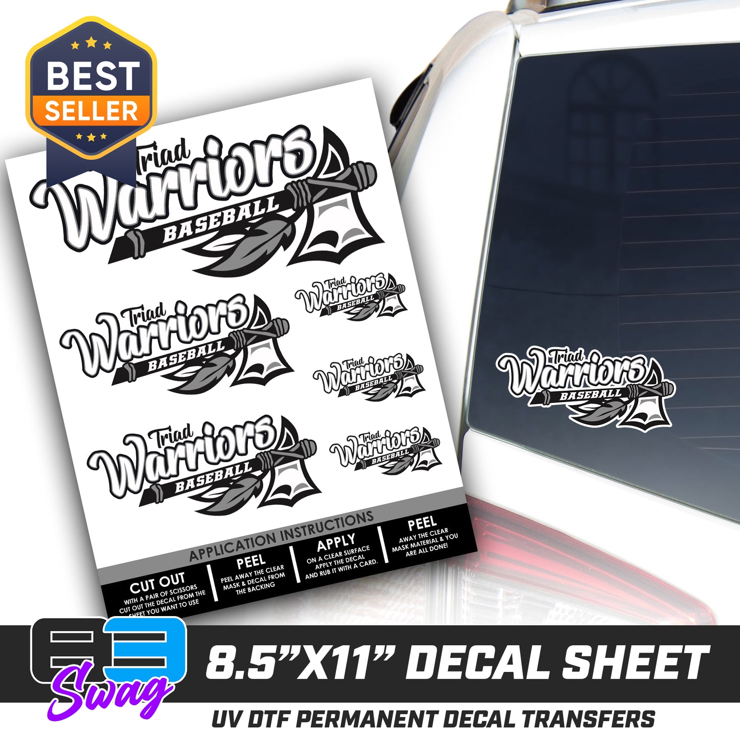 Logo Decal Pack Sheet - Triad Warriors Baseball