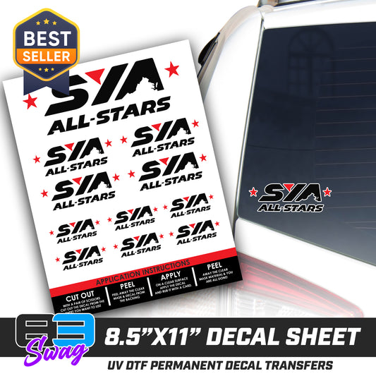 Logo Decal Pack Sheet - SYA All Stars Baseball