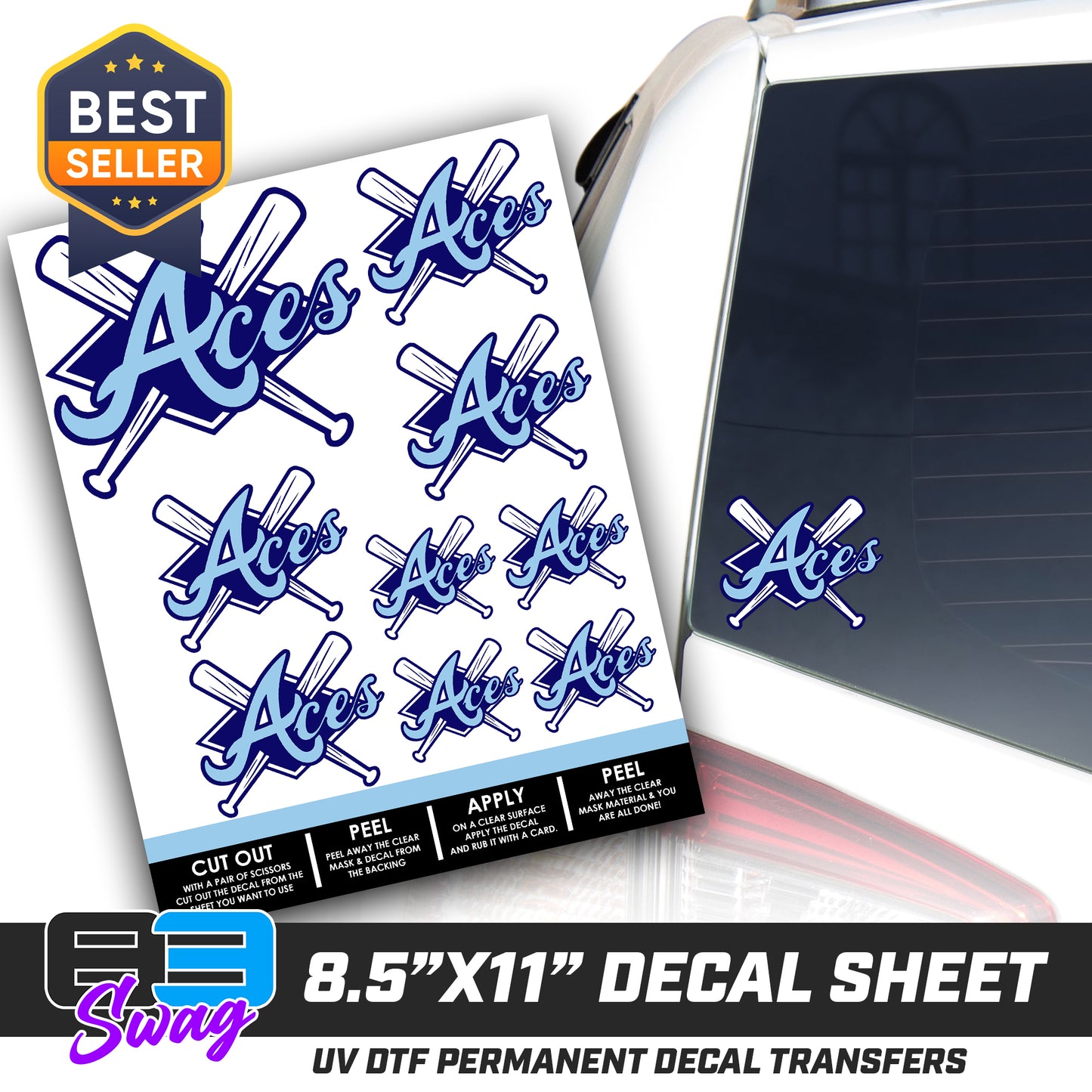 Logo Decal Pack Sheet - Aces Baseball