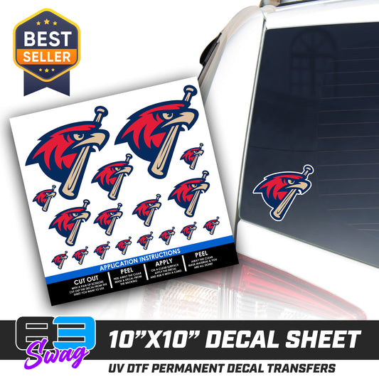 DTF Decal Sheet - 10x10 Sheet - Cut, Peel & Stick! - MSA Redtails Baseball
