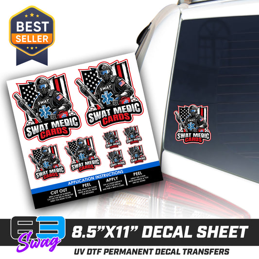 DTF Decal Sheet - 10x10 Sheet - Cut, Peel & Stick! - Swat Medic Cards