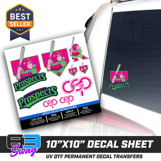 DTF Decal Sheet - 10x10 Sheet - Cut, Peel & Stick! - OSP Gorilla Queens Softball