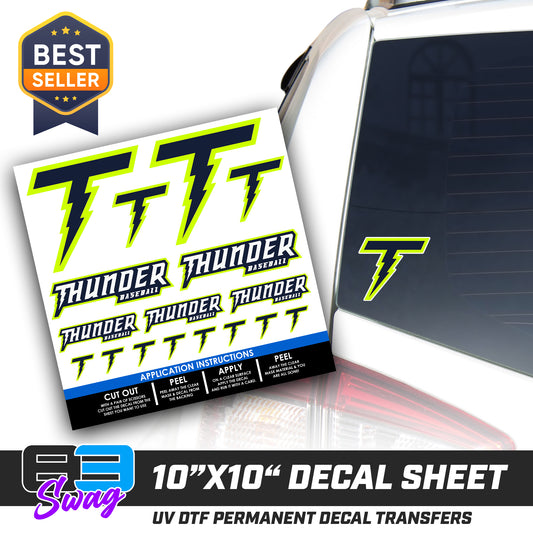 DTF Decal Sheet - 10x10 Sheet - Cut, Peel & Stick! - Ponte Vedra Thunder Baseball