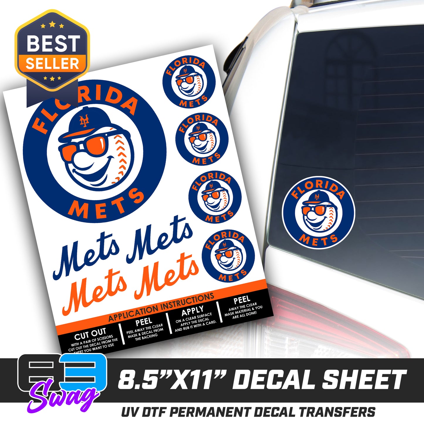 Logo Decal Pack Sheet - Florida Mets Baseball