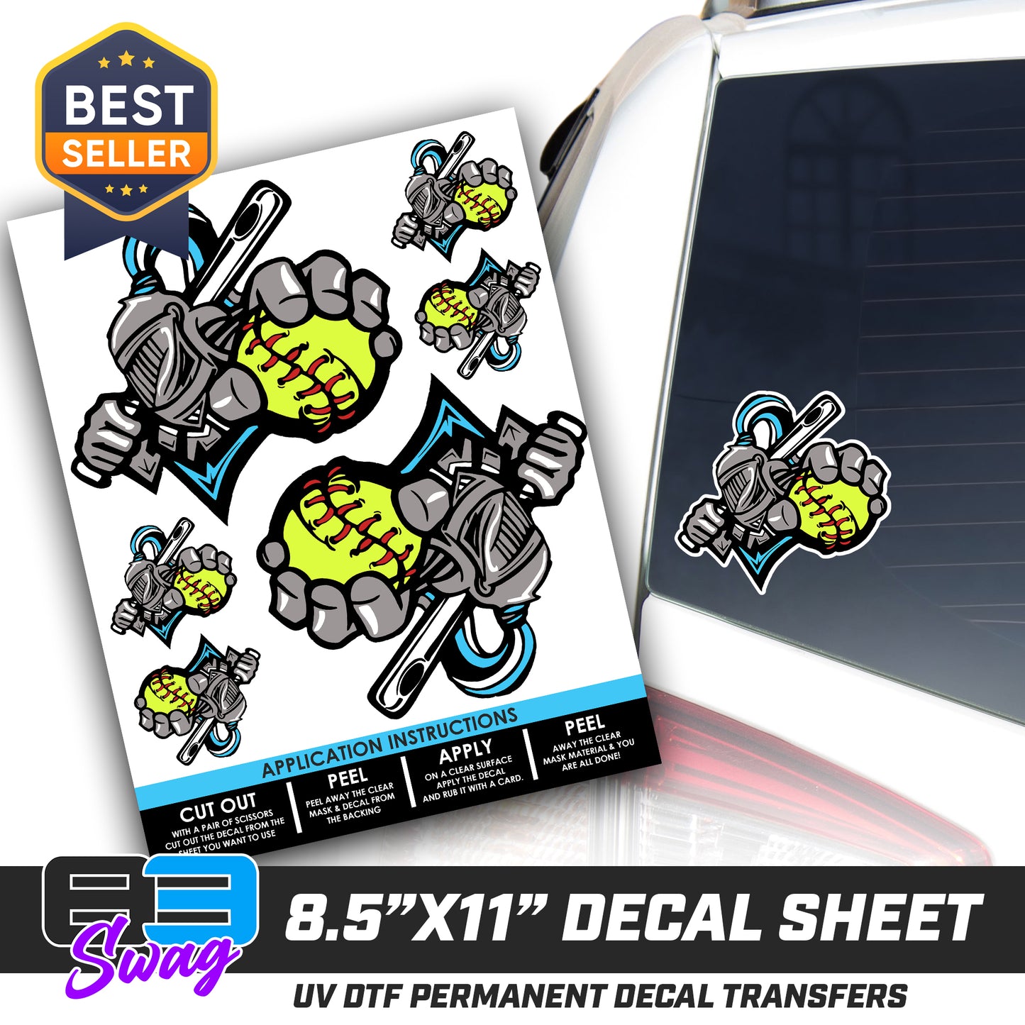 Logo Decal Pack Sheet - Knights Softball