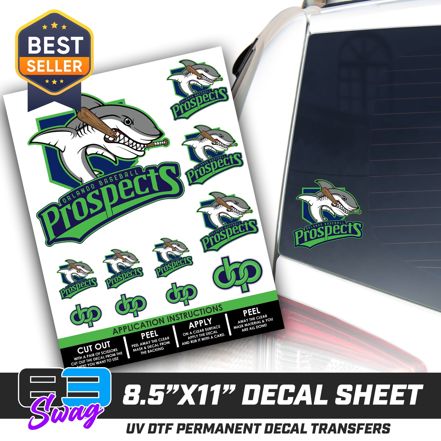 Logo Decal Pack Sheet - Orlando Baseball Prospects - Land Sharks