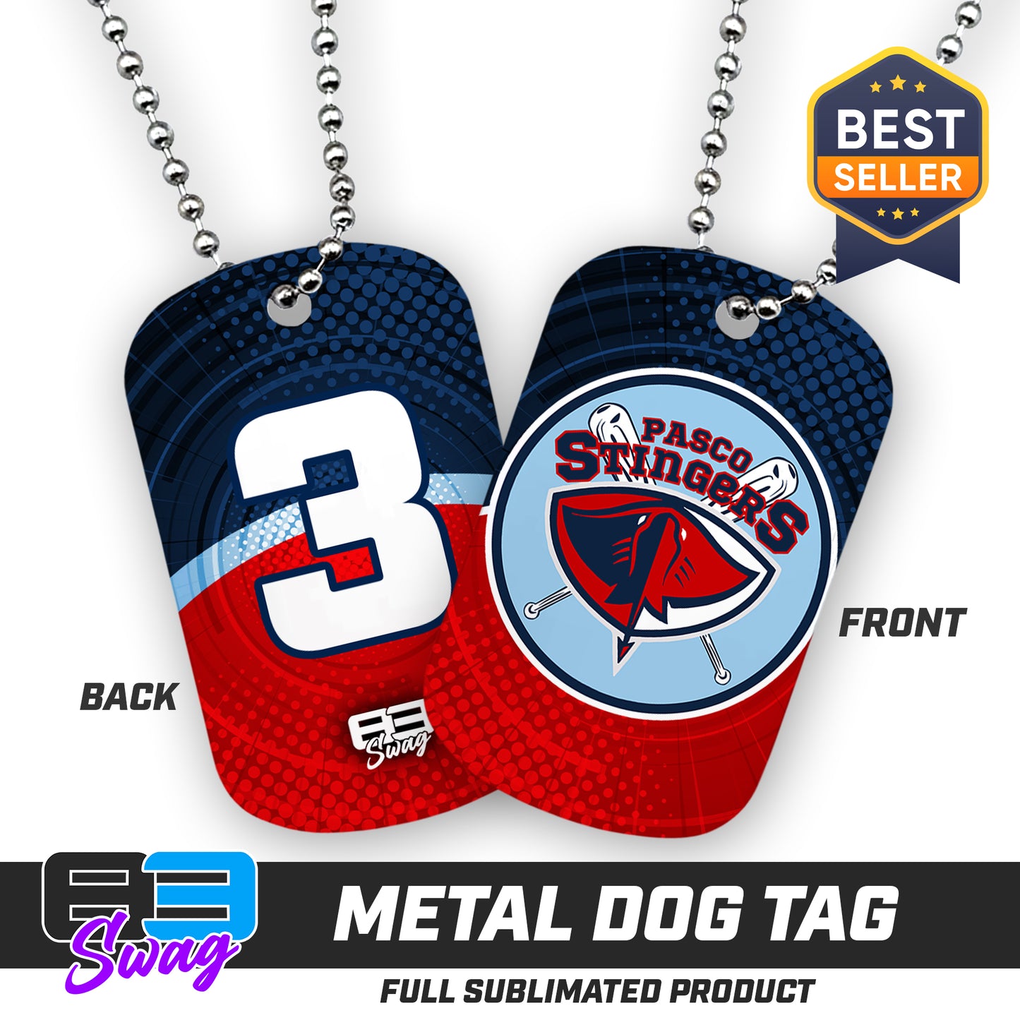 CUSTOM - Double Sided Dog Tag - Pasco Stingers Baseball