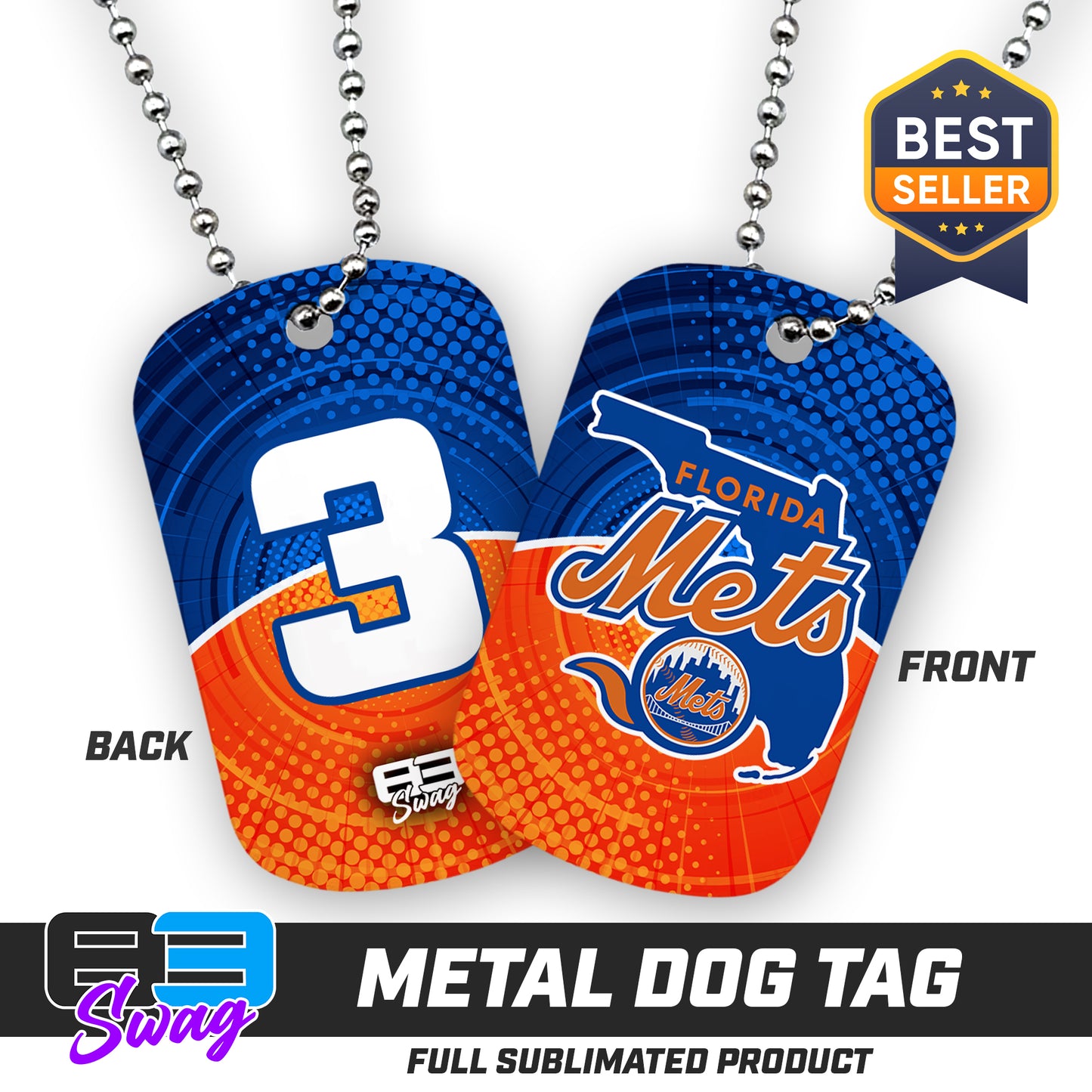 CUSTOM - Double Sided Dog Tag - Florida Mets Baseball
