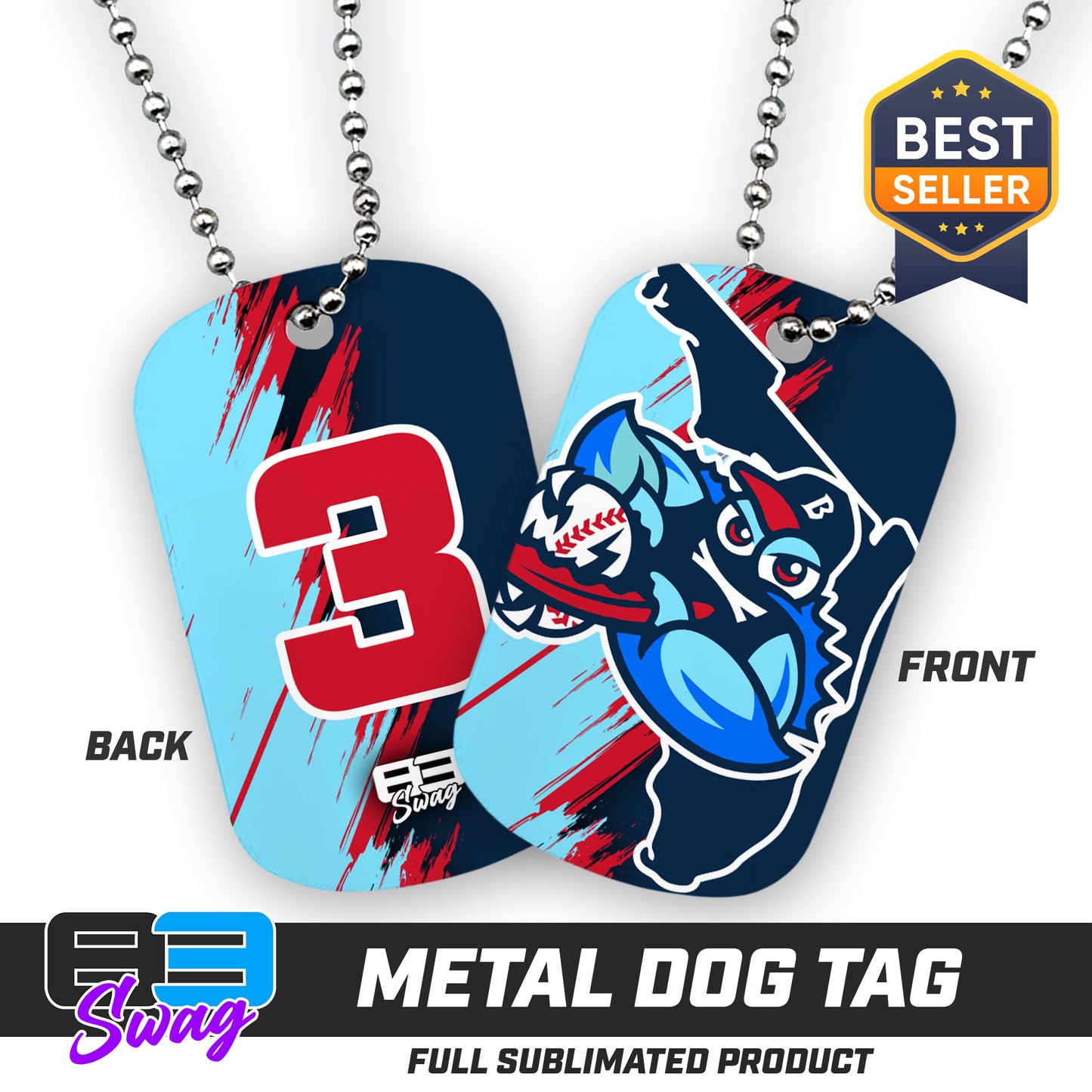 Double Sided Dog Tag - FCA Blueclaws Baseball