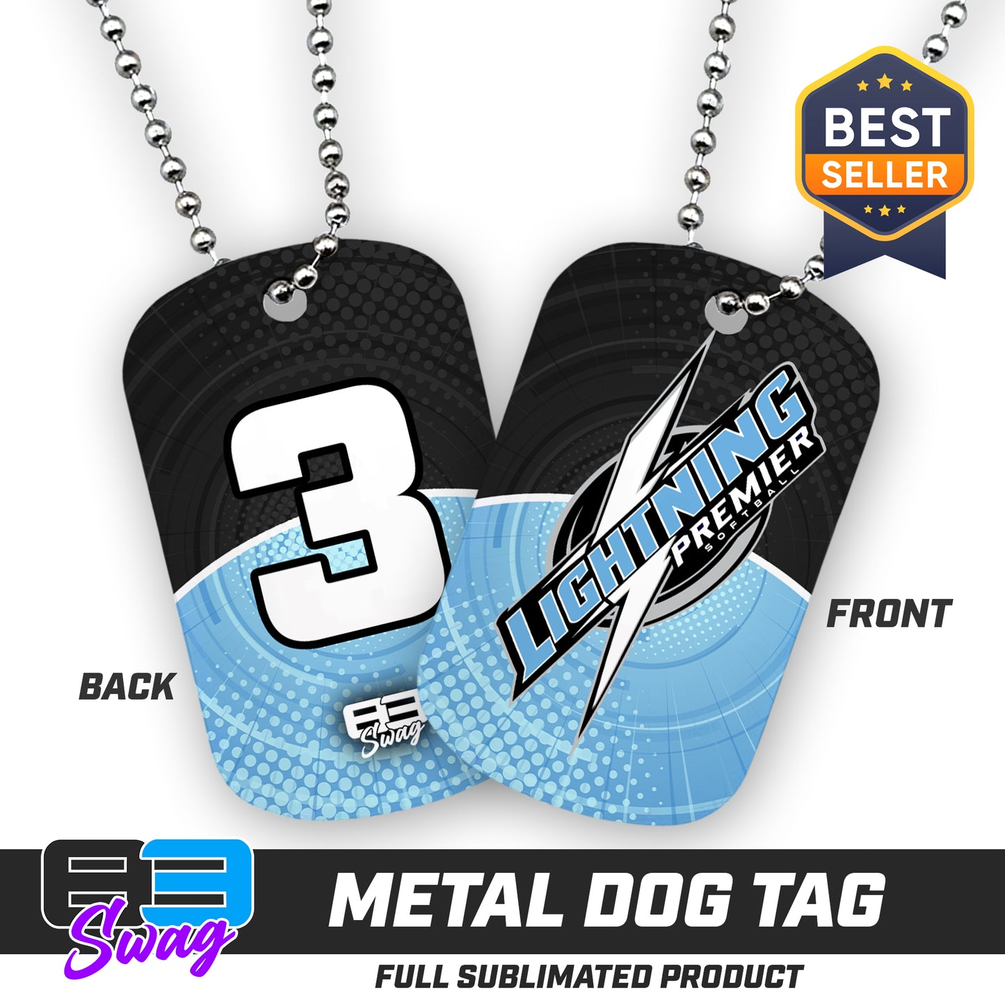 CUSTOM - Double Sided Dog Tag - Lightning Premier Softball