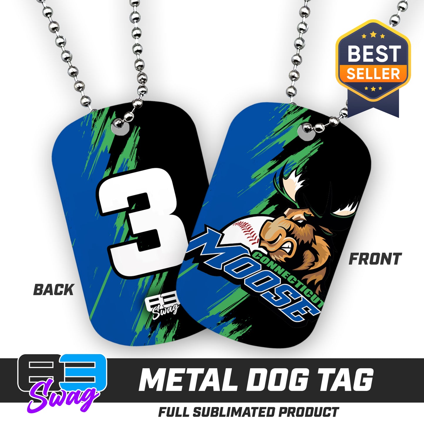 Double Sided Dog Tag - Connecticut Moose Baseball