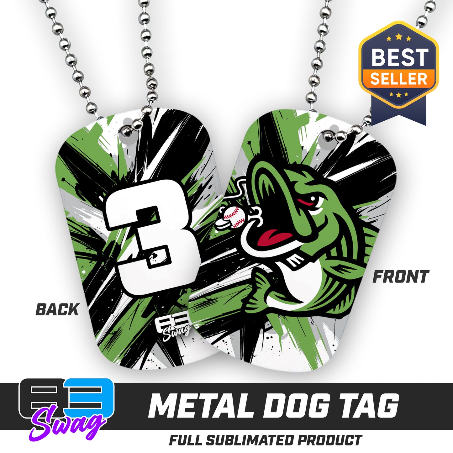 CUSTOM - Double Sided Dog Tag - RBA Stripers Baseball