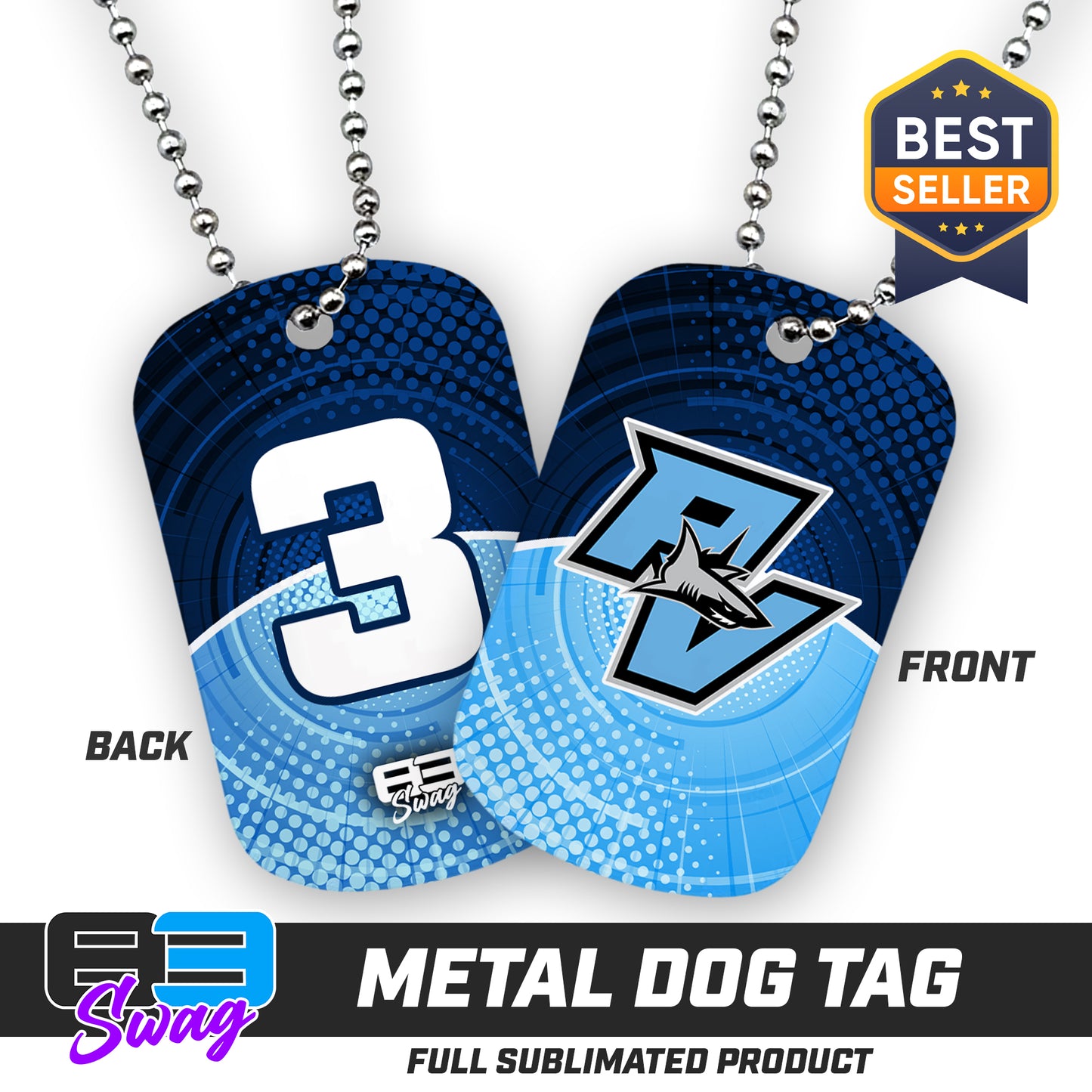 CUSTOM - Double Sided Dog Tag - PVAA Sharks Baseball