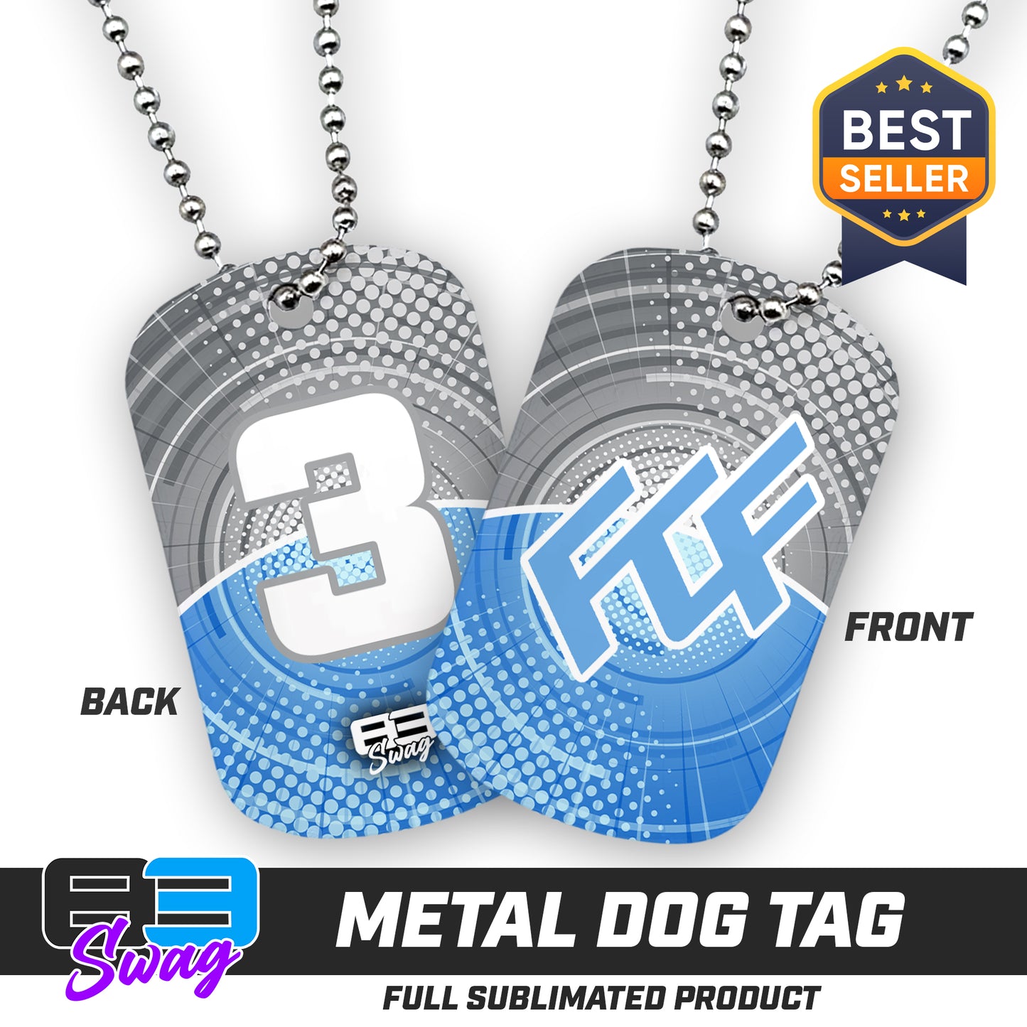 CUSTOM - Double Sided Dog Tag - FCF Flight Baseball Blue