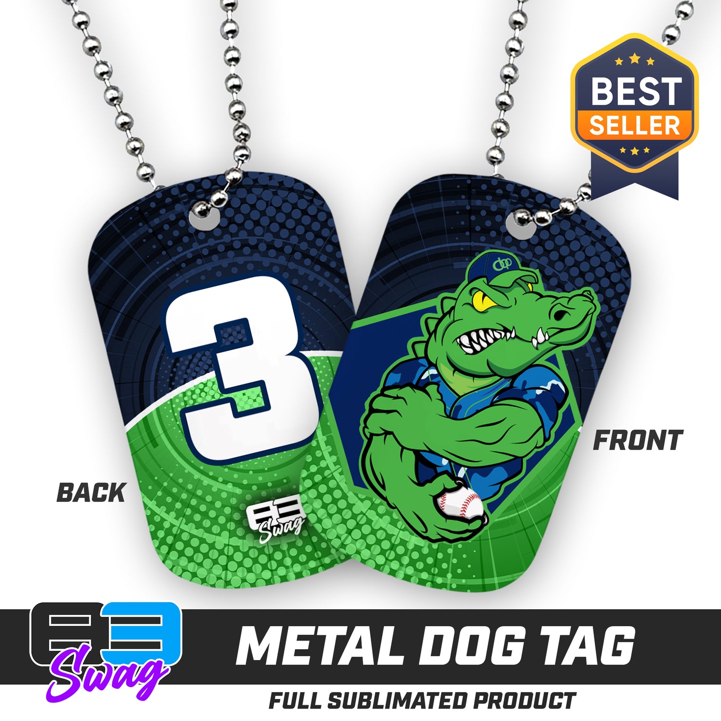 CUSTOM - Double Sided Dog Tag - Orlando Prospects Baseball - OBP - Swamp Kings