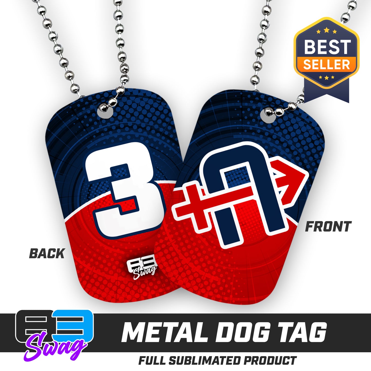 CUSTOM - Double Sided Dog Tag - Arrows Baseball