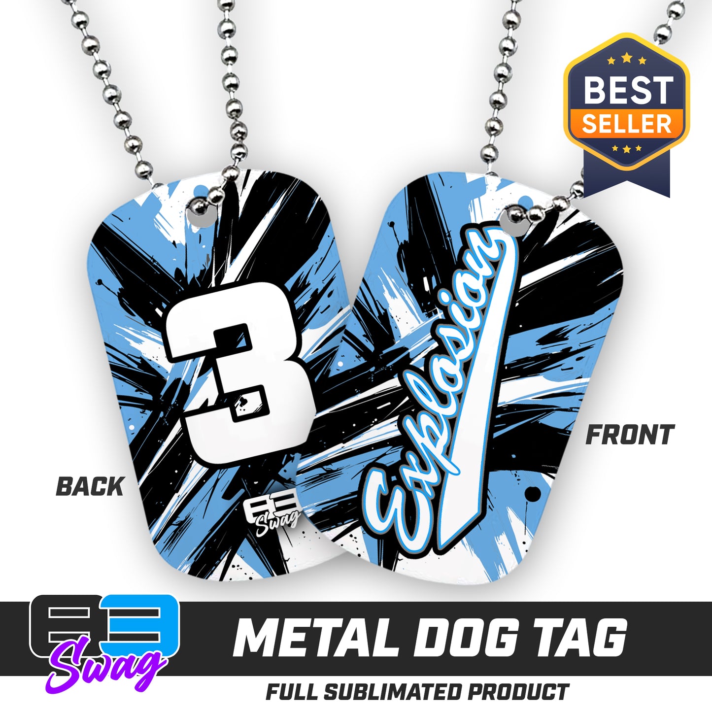 Double Sided Dog Tag - Explosion Softball