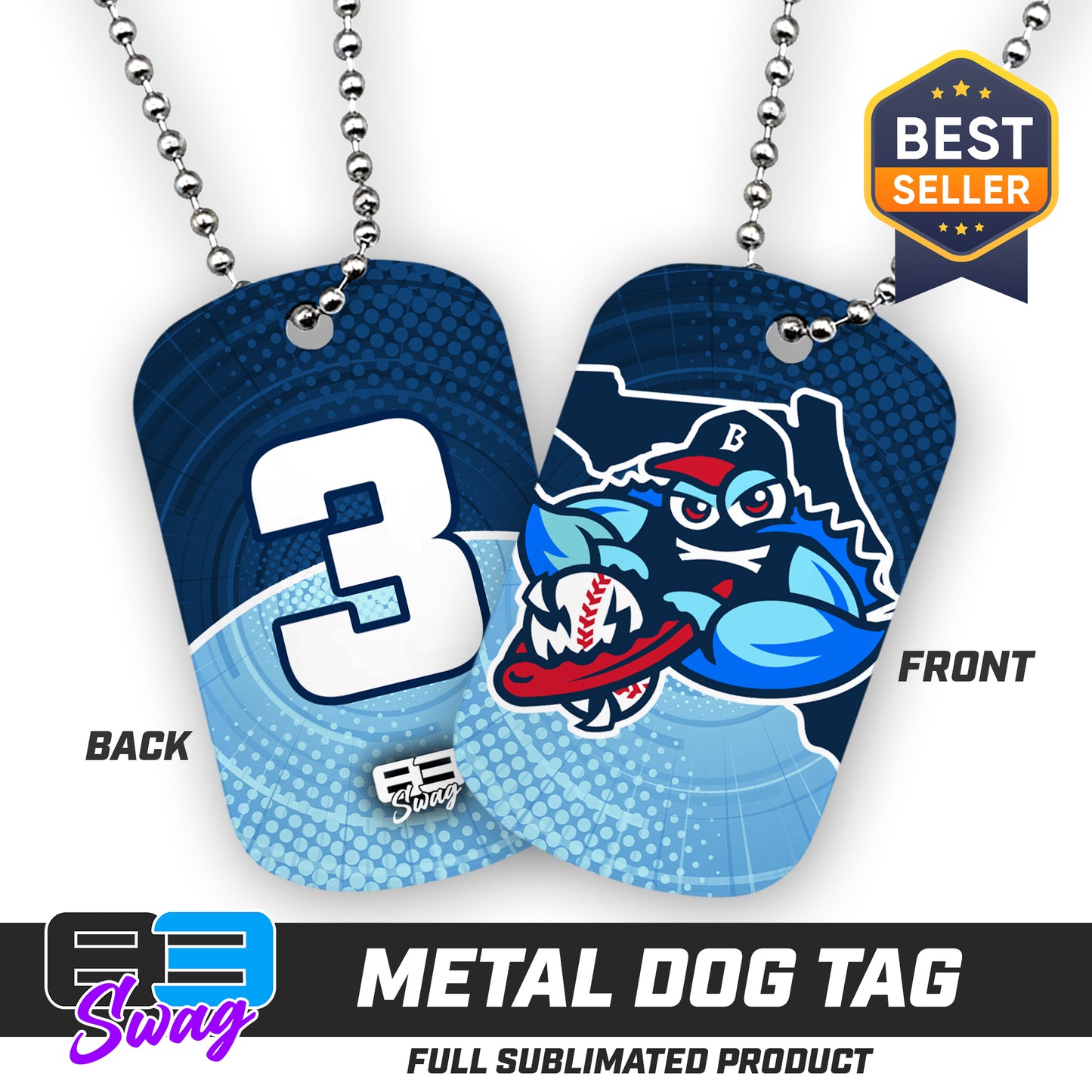 CUSTOM - Double Sided Dog Tag - FCA Blueclaws Baseball