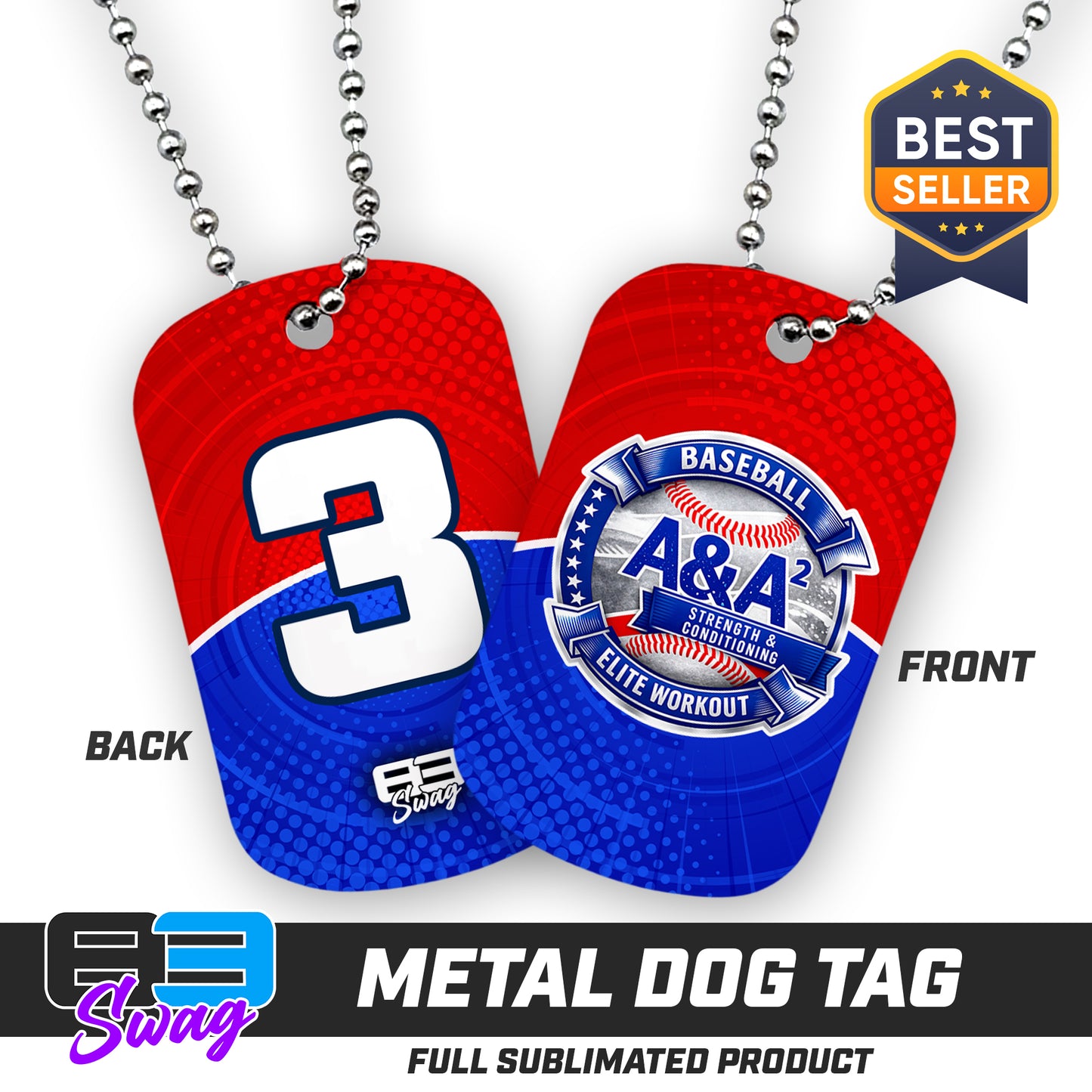 CUSTOM - Double Sided Dog Tag - A&A Baseball Elite