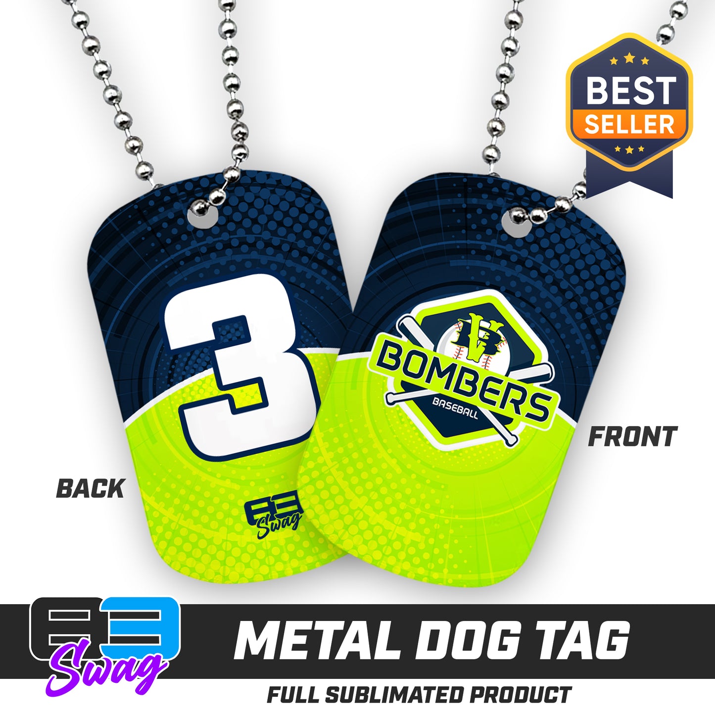 CUSTOM - Double Sided Dog Tag - VB Bombers Baseball
