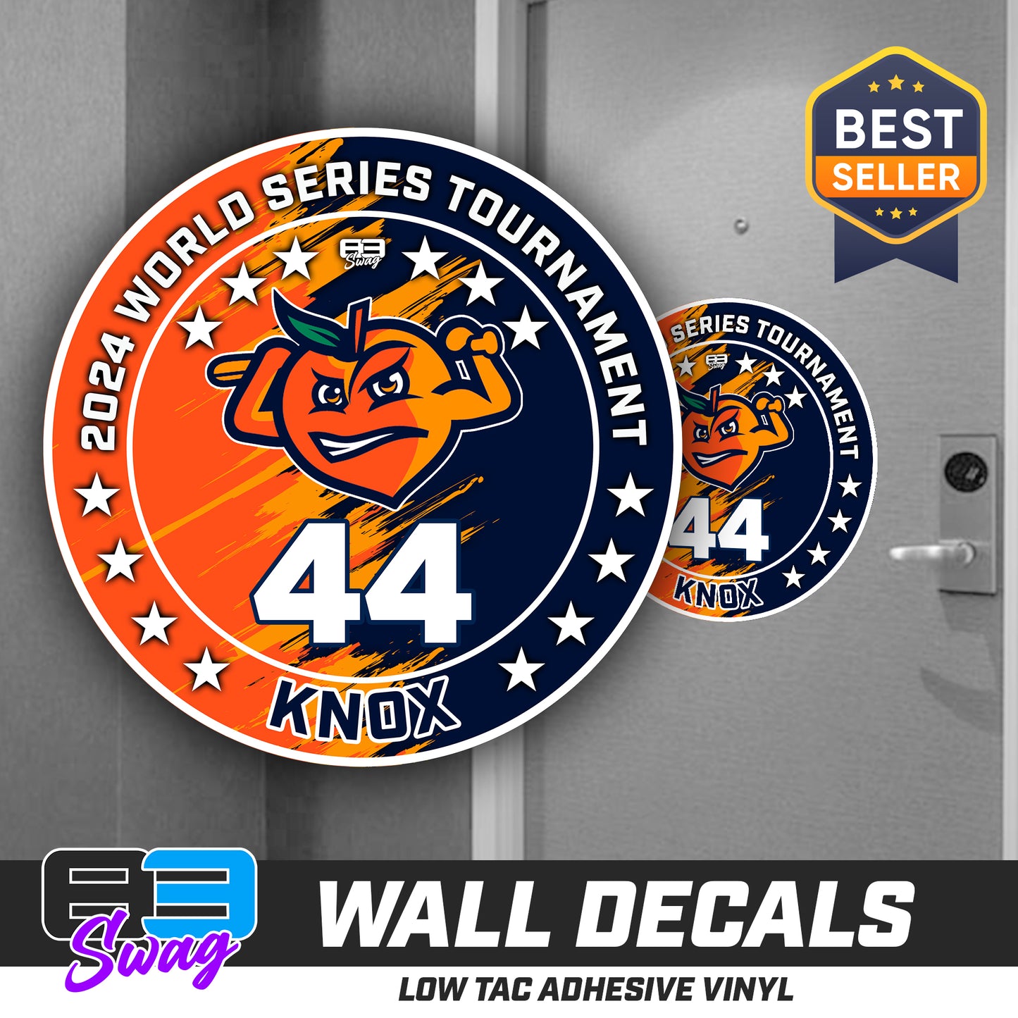 TEAM ORDER ONLY - LOW TAC WALL DECAL! - Peach Clobbers Baseball