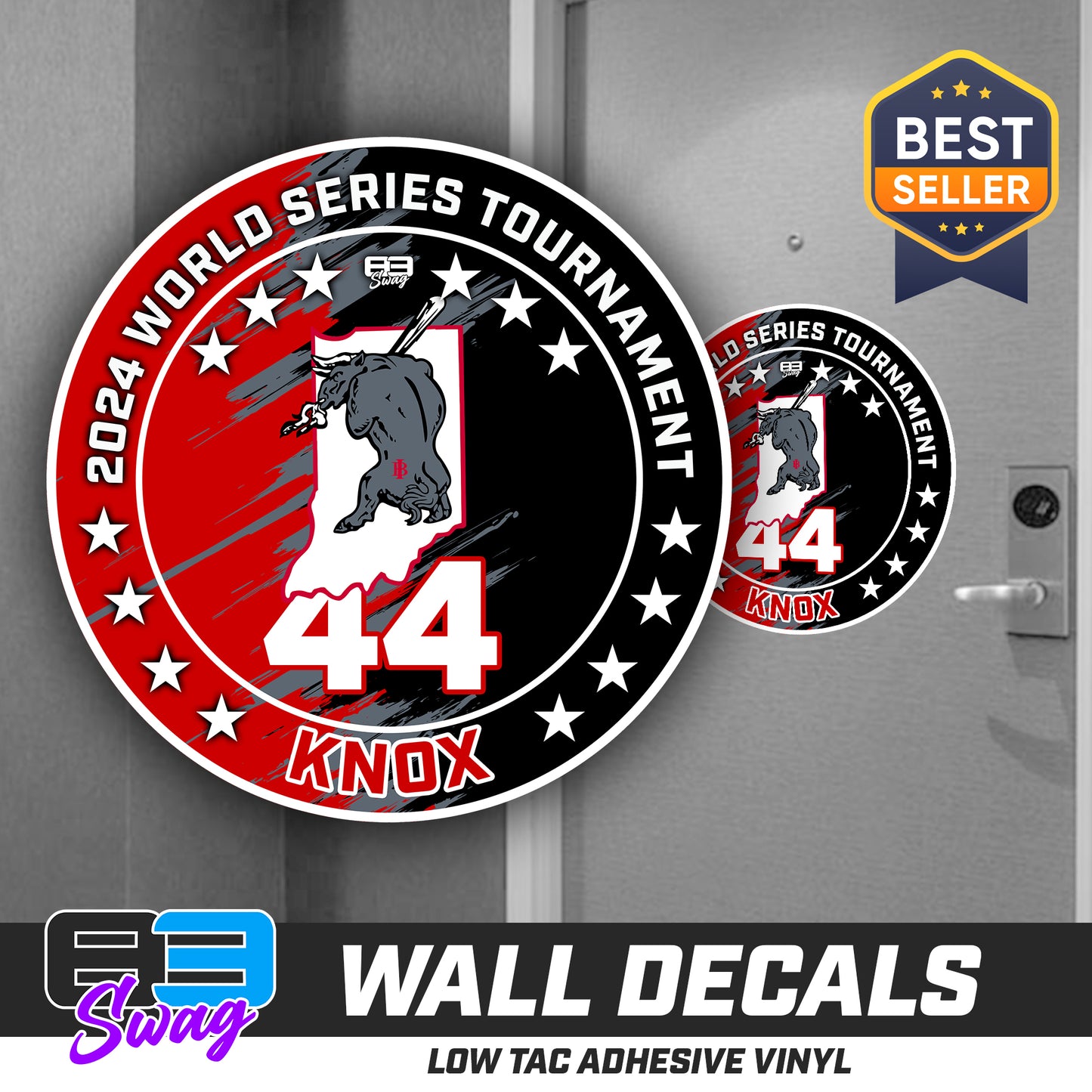 TEAM ORDER ONLY - LOW TAC WALL DECAL! - Indiana Bulls Baseball