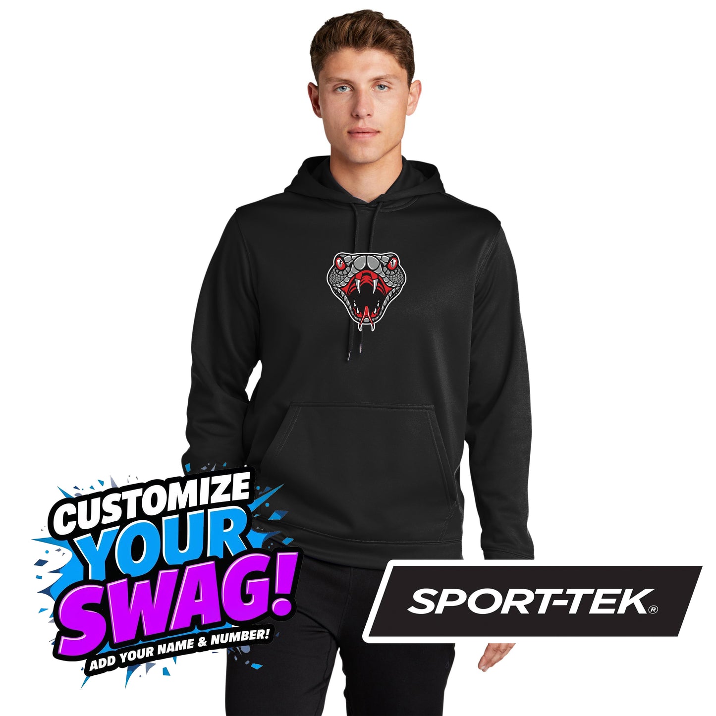 Sport-Tek Sport-Wick Fleece Hooded Pullover F244 - Black Creek Cottonmouths