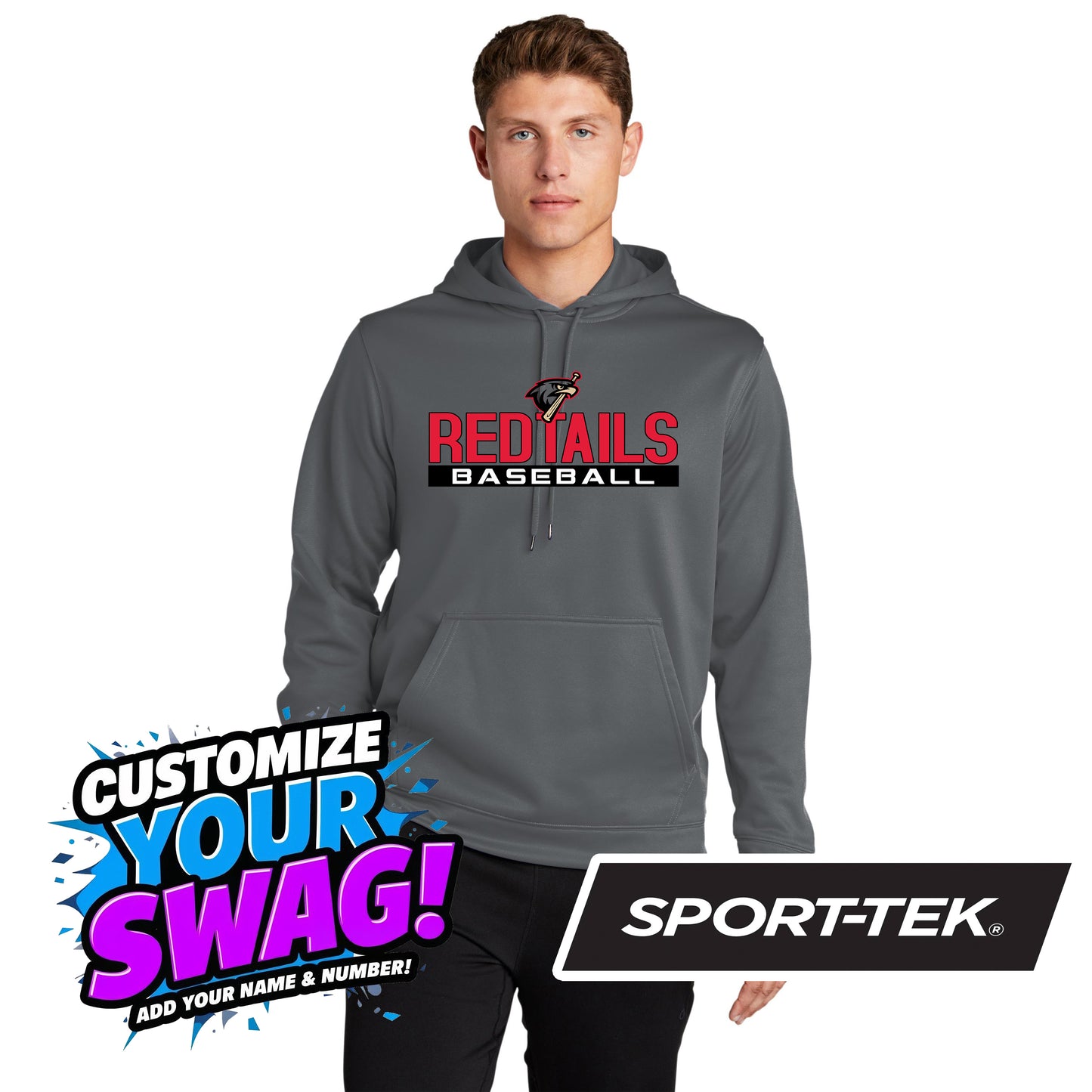Sport-Tek Sport-Wick Fleece Hooded Pullover F244 - MSA Redtails Baseball