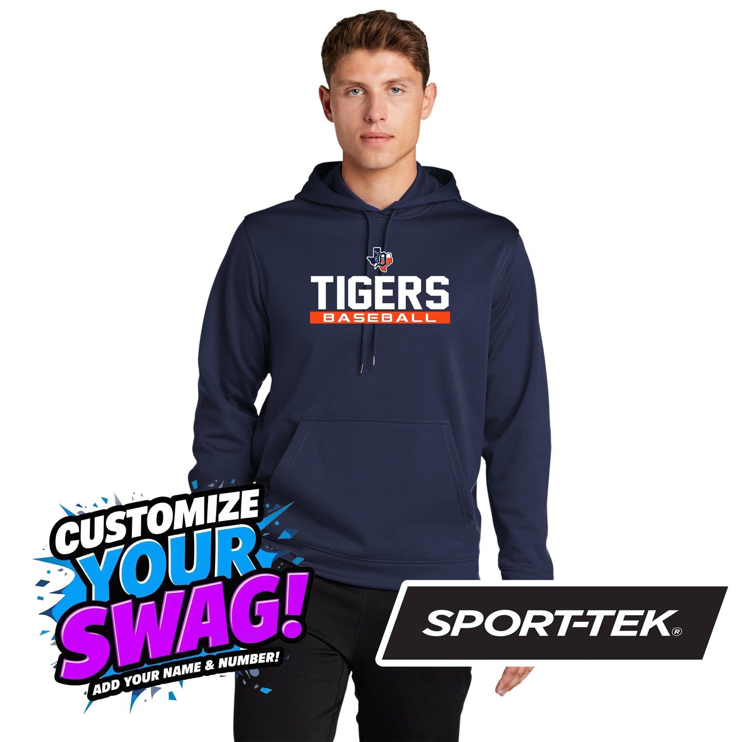 Sport-Tek Sport-Wick Fleece Hooded Pullover F244 - Dallas Tigers Baseball