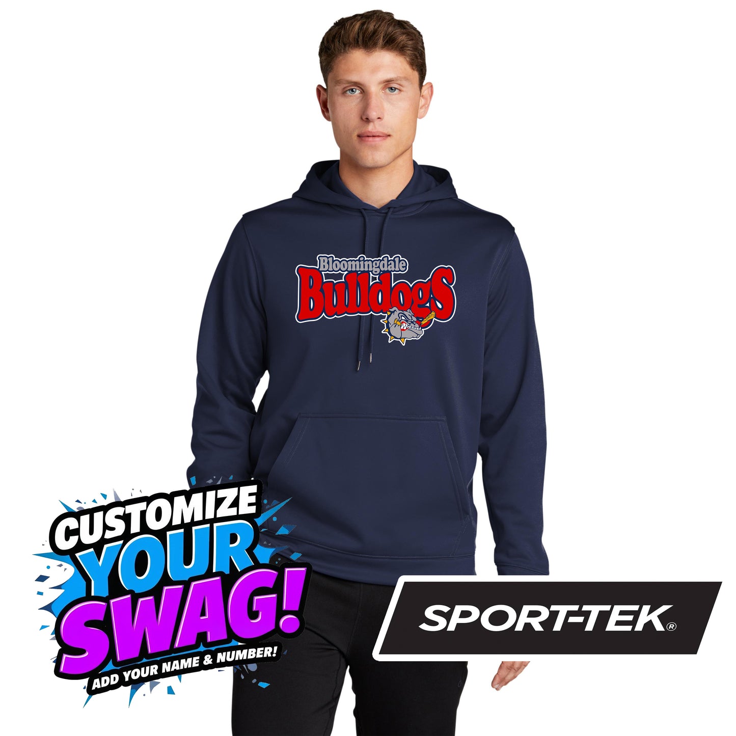 Sport-Tek Sport-Wick Fleece Hooded Pullover F244 - Bloomingdale Bulldogs Baseball