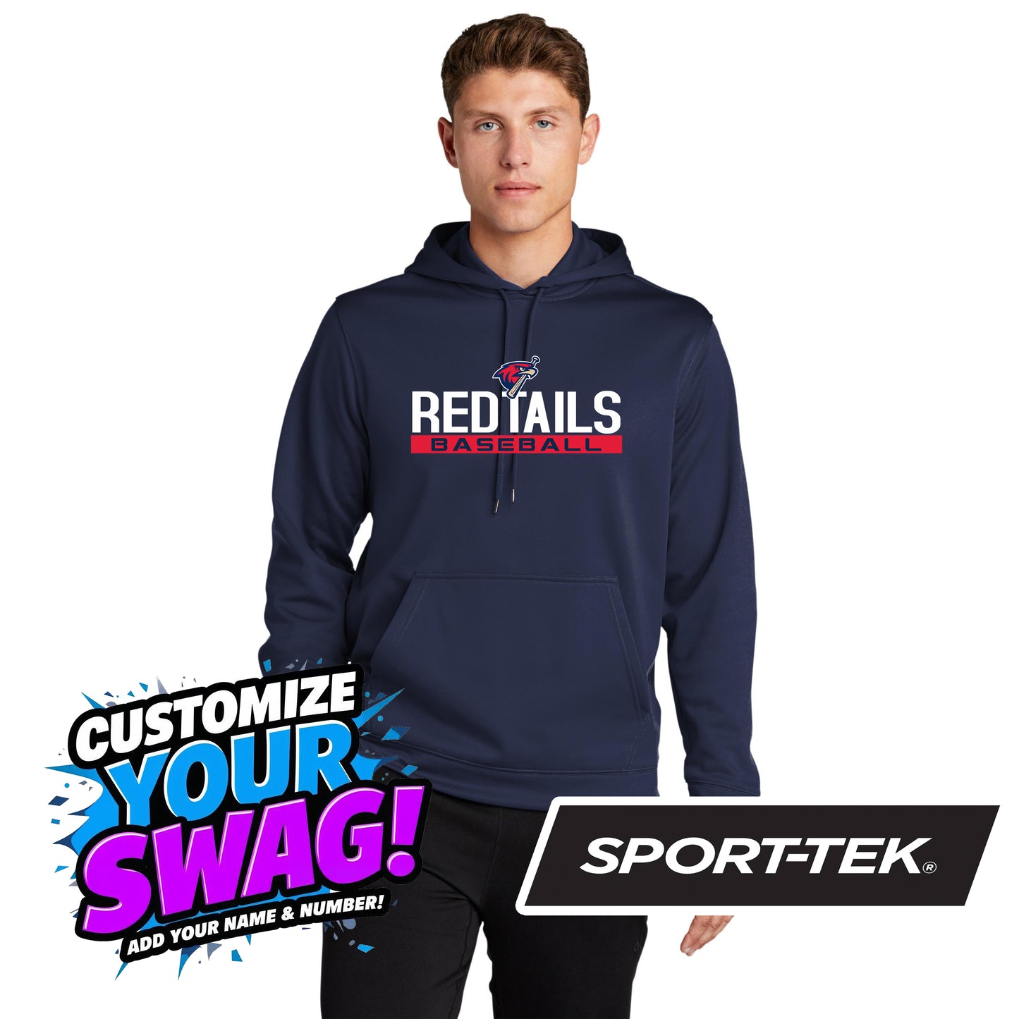 Sport-Tek Sport-Wick Fleece Hooded Pullover F244 - MSA Redtails Baseball