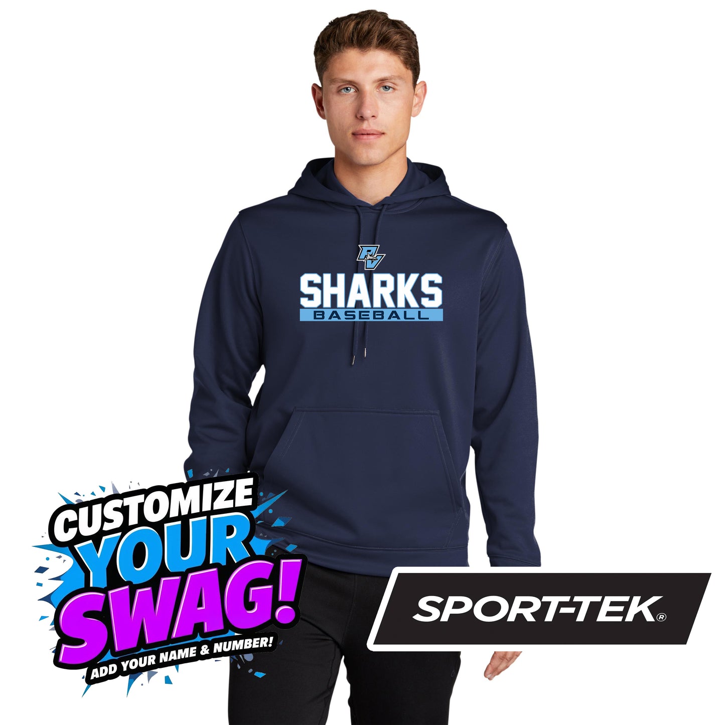 Sport-Tek Sport-Wick Fleece Hooded Pullover - PVAA Sharks