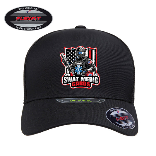 FLEXFIT 5511UP Unipanel Cap DTF PRINTED- Swat Medic Cards