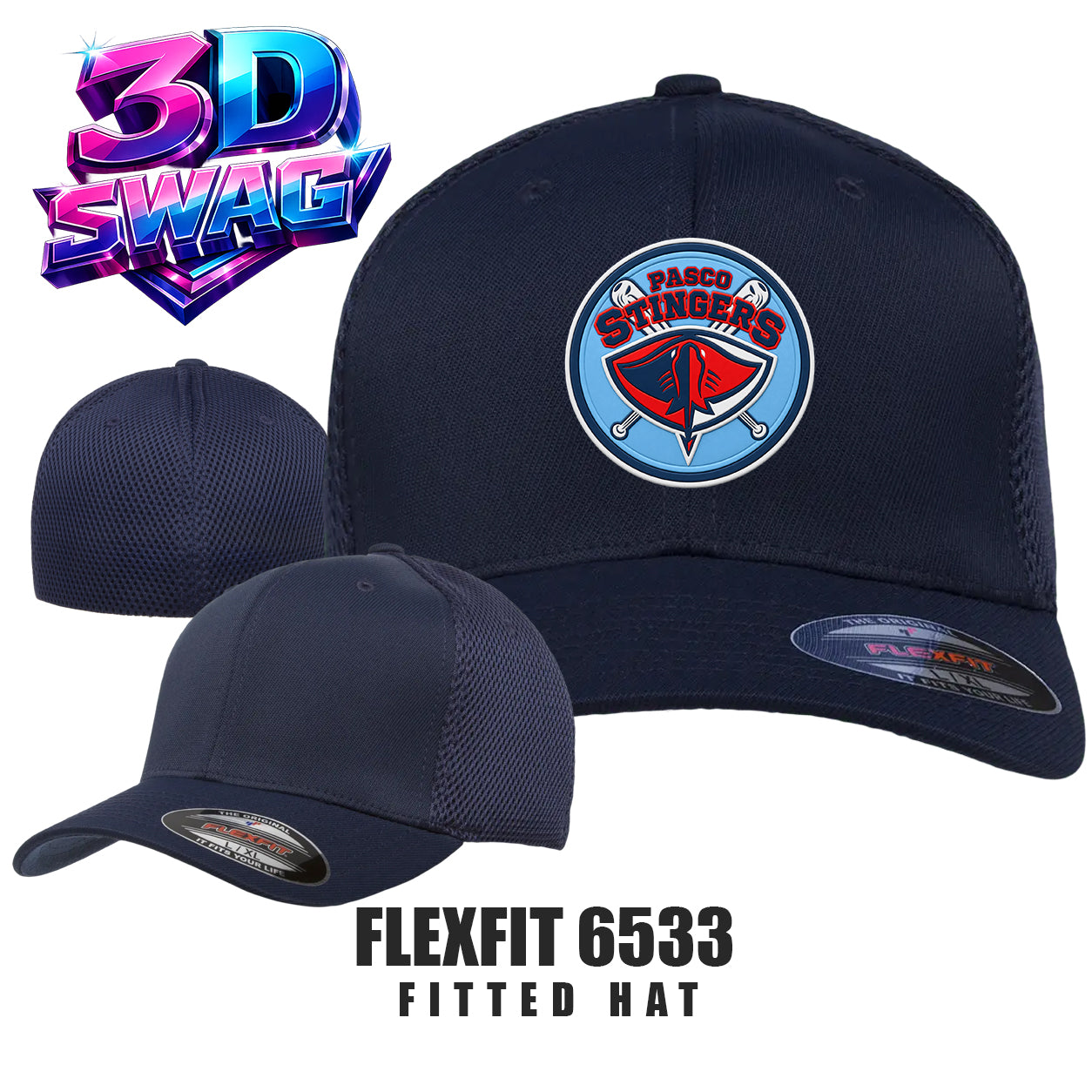 Pasco Stingers Baseball - Flexfit 6533 Adult Ultrafibre and Airmesh Cap