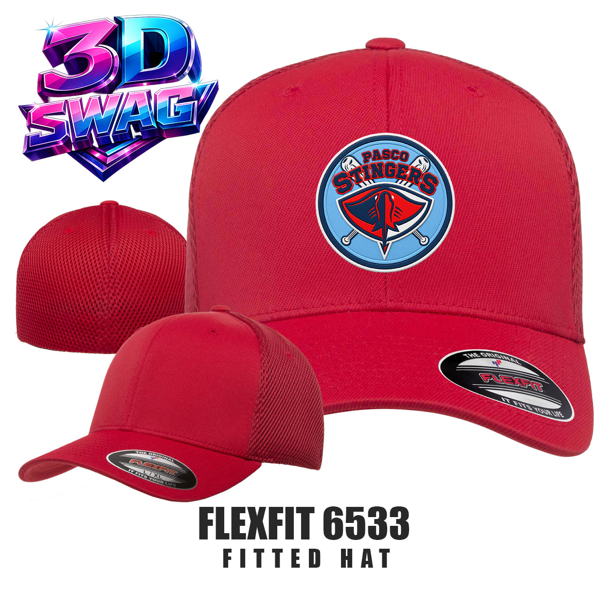 Pasco Stingers Baseball - Flexfit 6533 Adult Ultrafibre and Airmesh Cap