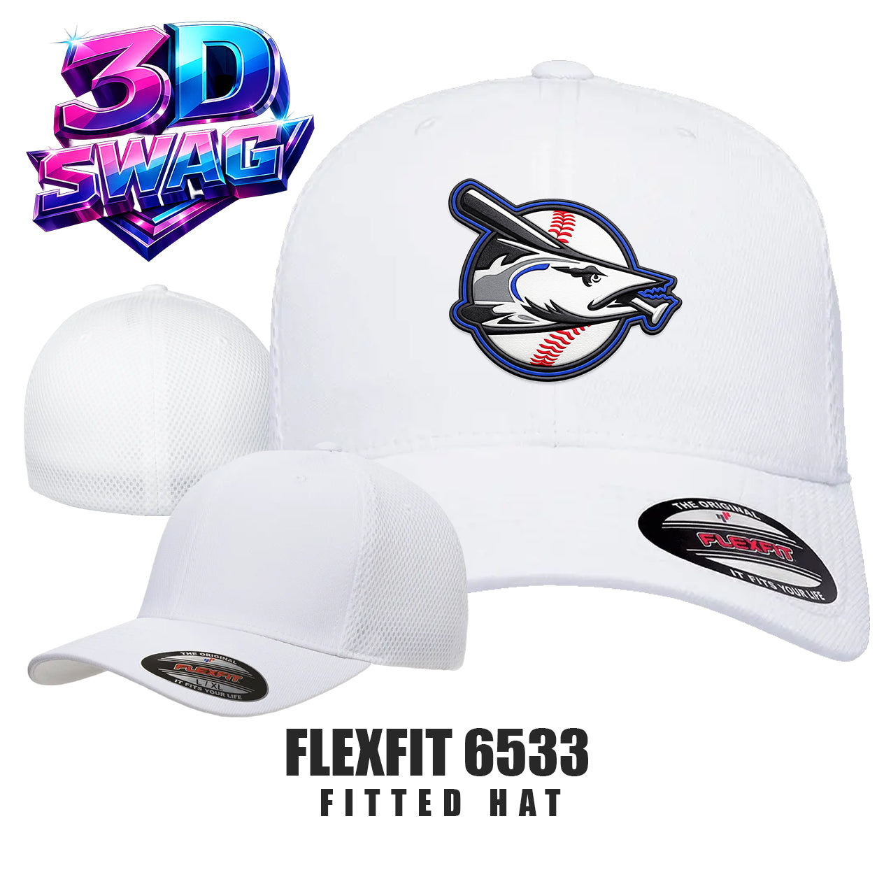 Jax Beach Baseball - Flexfit 6533 Adult Ultrafibre and Airmesh Cap