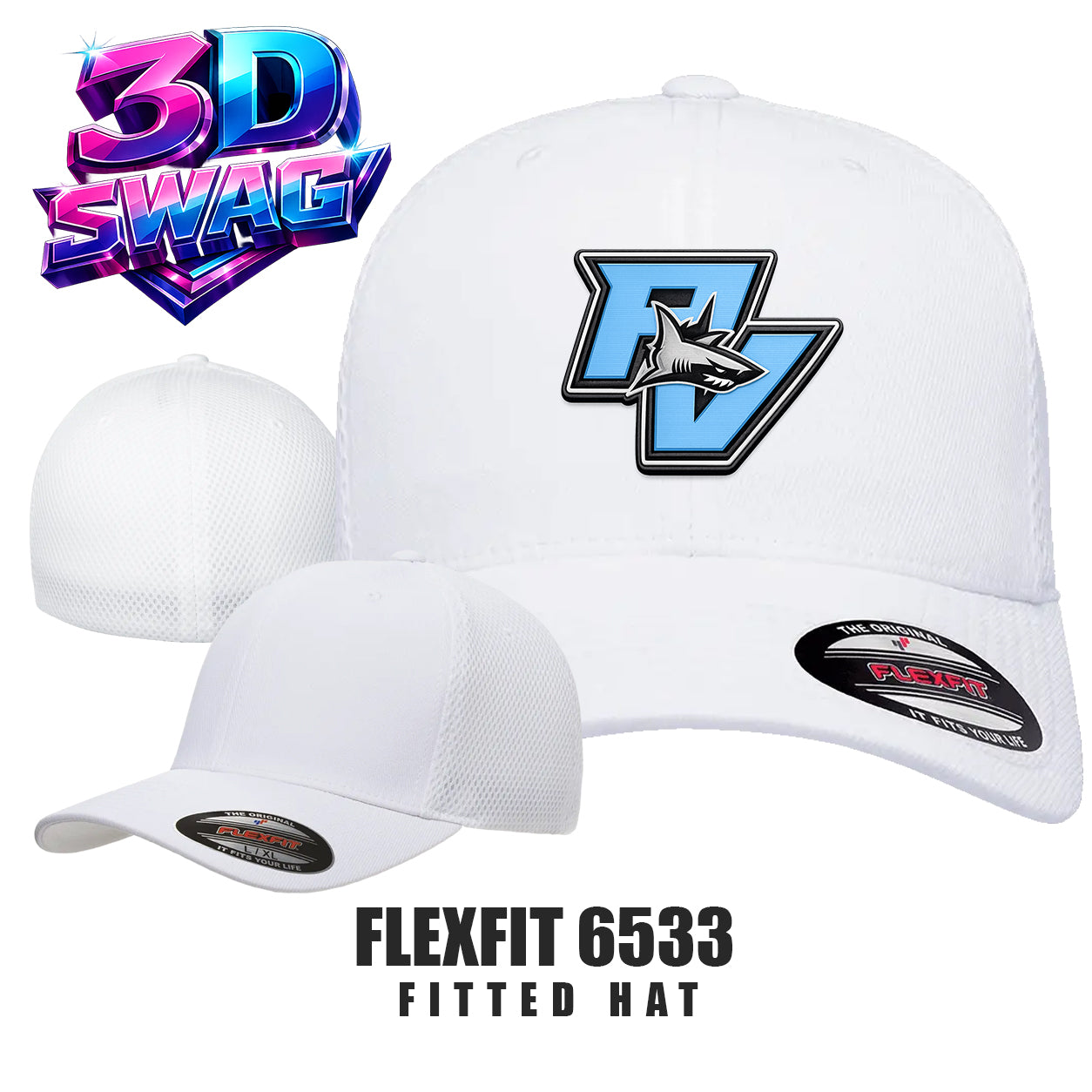 PV SHARKS - Flexfit 6533 Adult Ultrafibre and Airmesh Cap