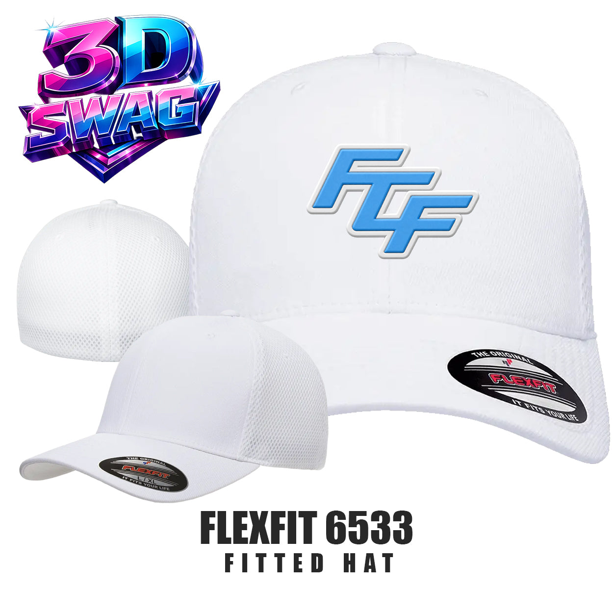 FCF Flight Baseball Blue - Flexfit 6533 Adult Ultrafibre and Airmesh Cap