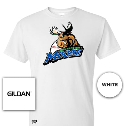 Gildan Youth & Adult 5.5 oz, 50-50 T-Shirt - Connecticut Moose Baseball V1