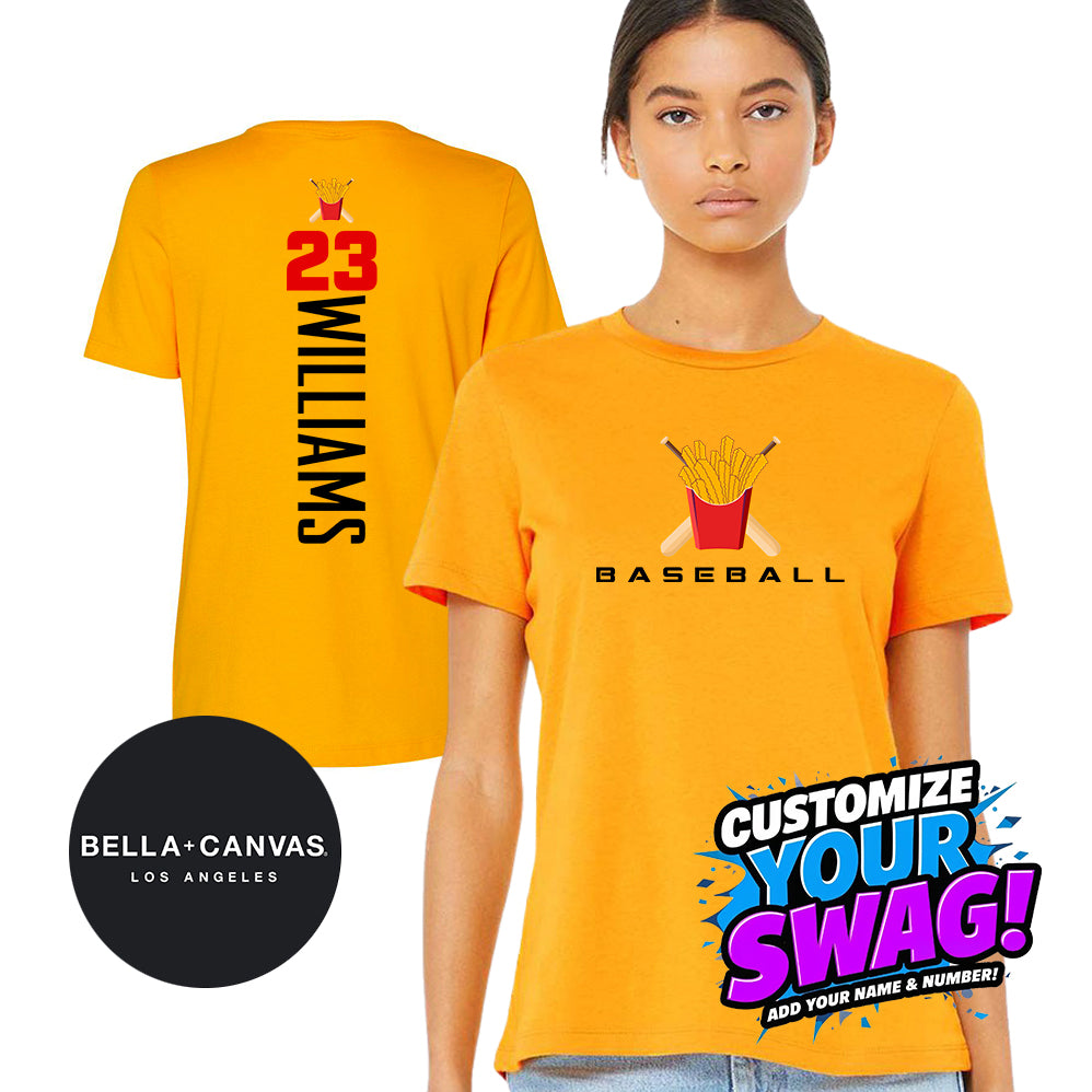 GAME TIME - Bella + Canvas B6400 Women's Relaxed Jersey Short-Sleeve T-Shirt - Team Rally Fries Baseball